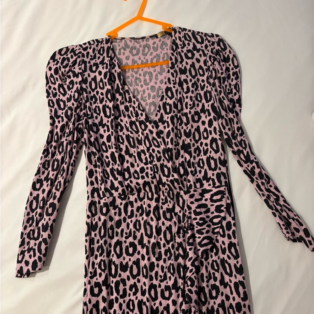 MAJE Pink and Black Leopard Print Dress